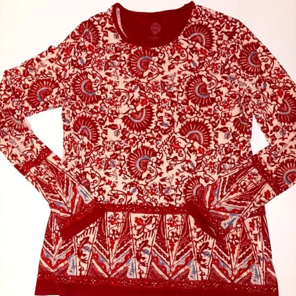 Tory Burch Printed Crew Neck Sweatshirt Pima Cotton Soft Tee Shirt Small